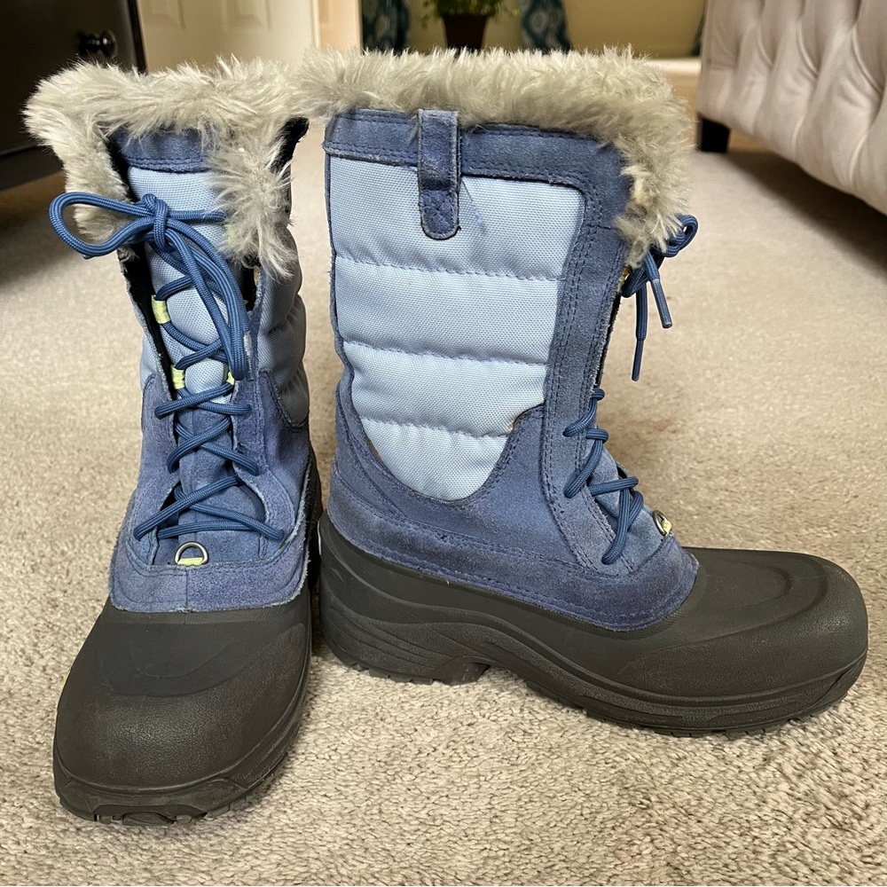 The North Face Girls Heat Seekers Blue Winter Snow Waterproof Rain Boots Size 7